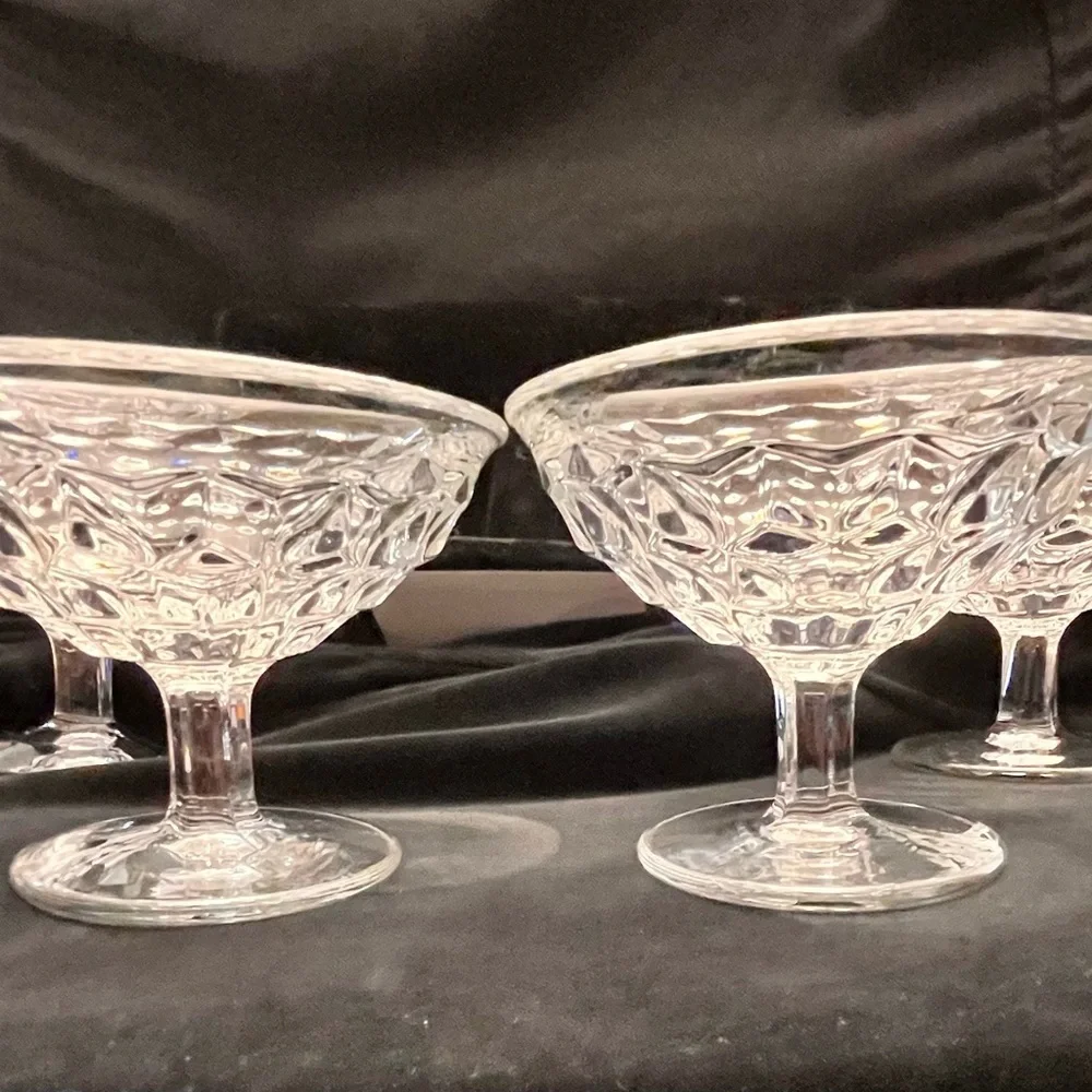 Vtg Fostoria American Clear Glass Shiny Champagne Sherbet Dessert Cups Set of 4
